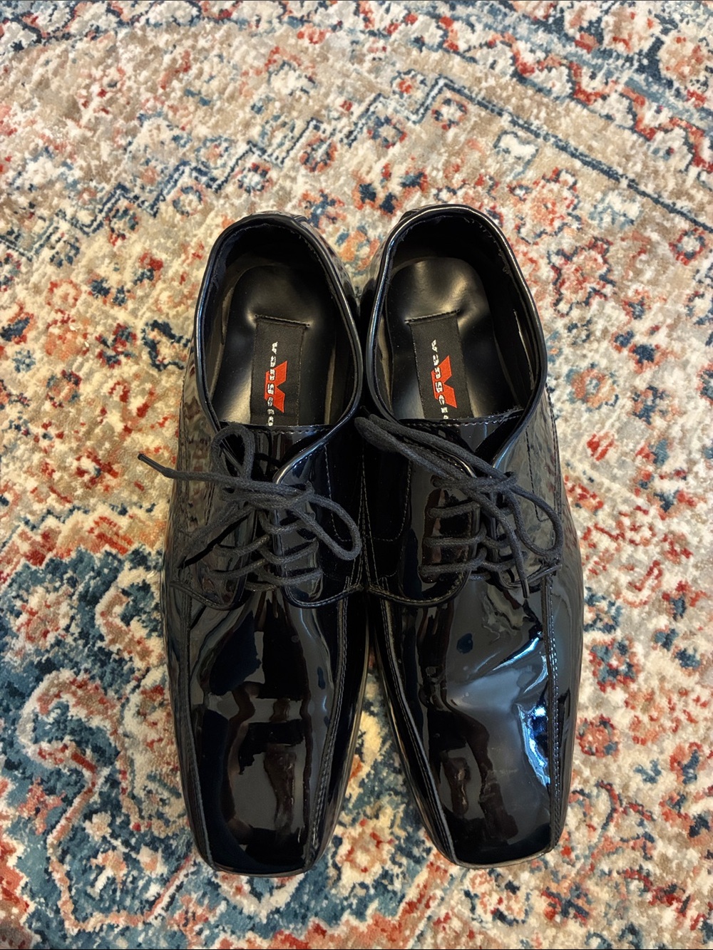 Classic Black Patent Lace-Up Derby Shoes